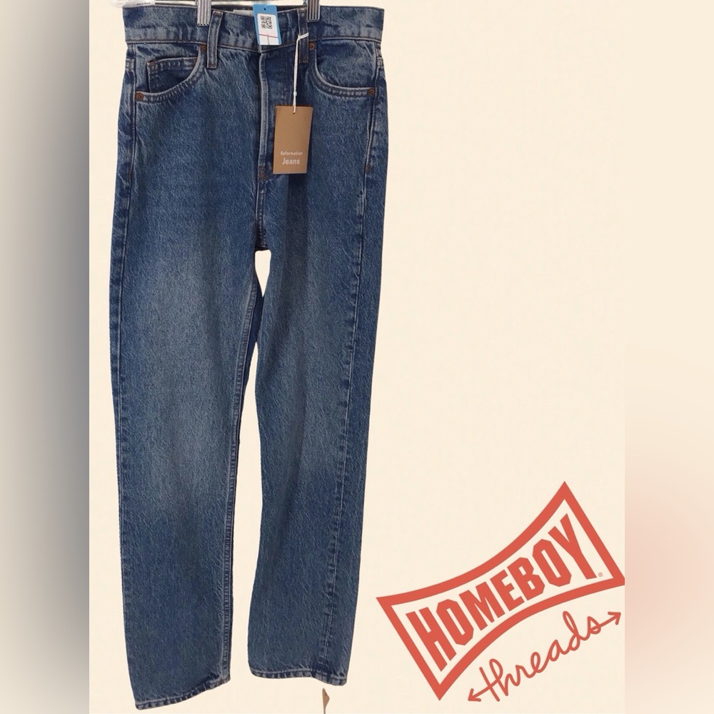 Reformation Blue Straight-Leg Jeans Classic Fit
